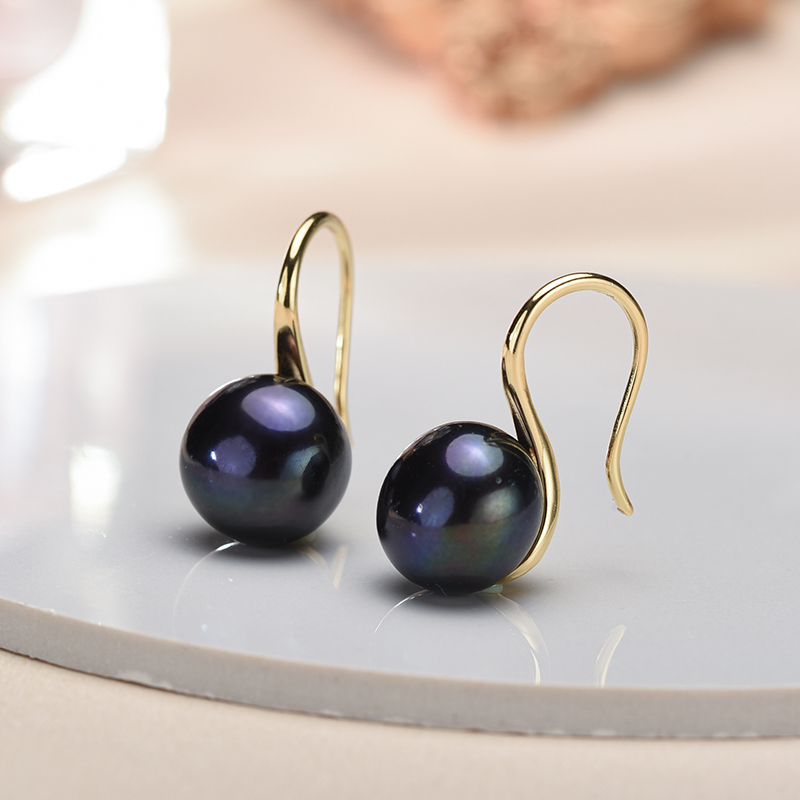 Statement Earrings Oversized - Große 9–10 mm schwarze natürliche Süßwasserperlen-Ohrringe
