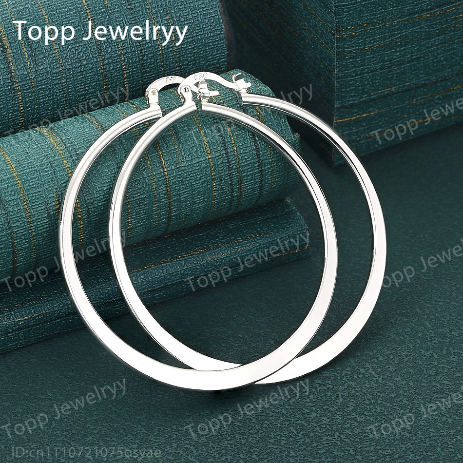 Statement Earrings Oversized - Luxuriöse 925 Sterling Silber 55mm Flache