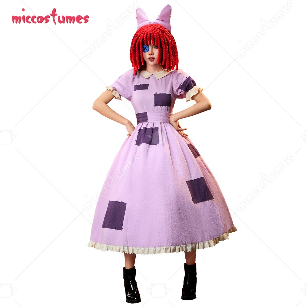 Women Accessories Kit - 【Versandbereit】Cosplay.fm Damen Cosplay-Kostüm Lumpenpuppe Lila Patchwork-Kleid
