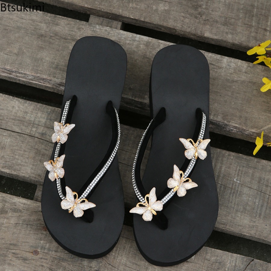 Women'S Accessories Flannels - 2026 Sommer Mode Damen Strass Gummi-Slipper