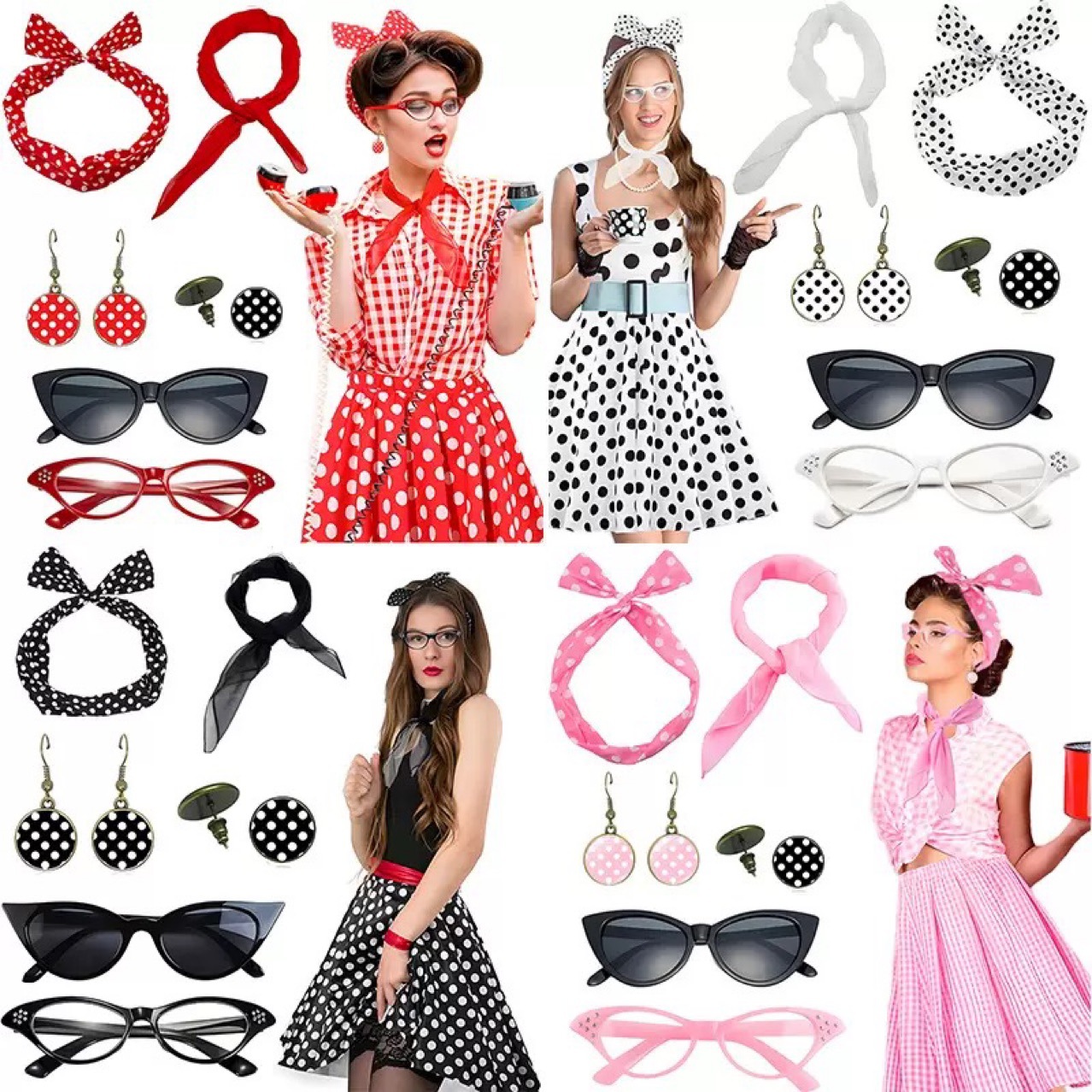 Women'S Accessories In The 1950S - 1950er Retro Hippie Party Damenkostüm Cosplay