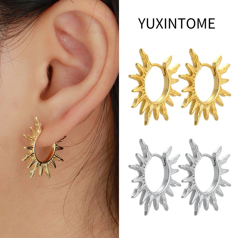 Statement Earrings Oversized - Ohrnadel aus 925er-Sterlingsilber, Vintage-Sonnen-Creolen für Damen,