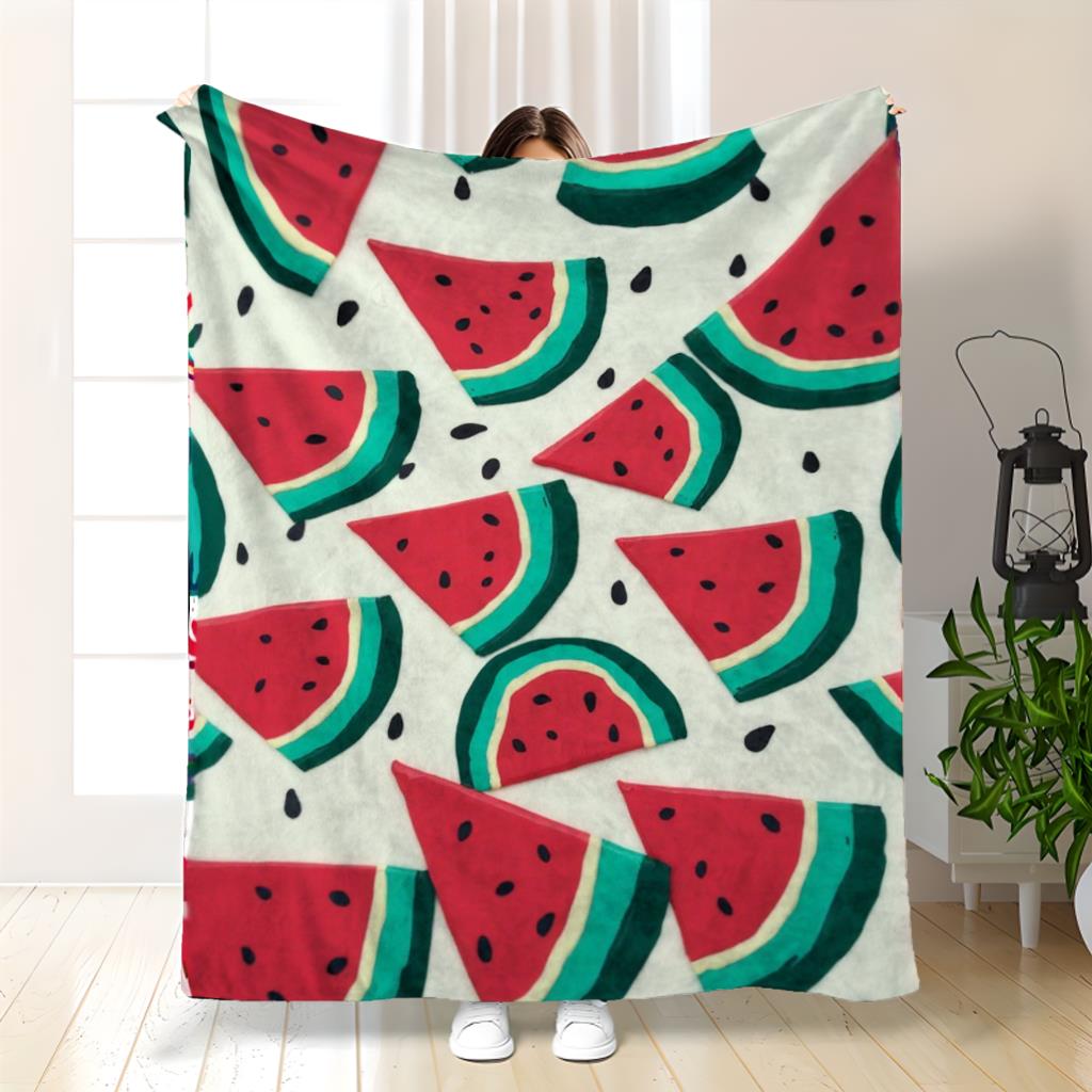 Women'S Accessories Flannels - Damen-Plüschdecke mit Wassermelonenscheiben-Muster - Ultra-weiche 280GSM
