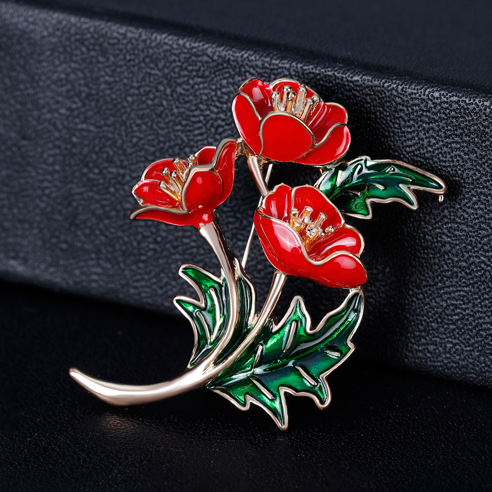 Emaillierte rote Mohnblumen-Br – Women'S Accessories Uk Bewertung und Preis